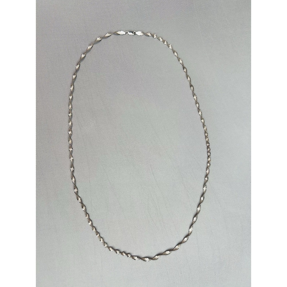 Sterling Silver Han Italy Twisted Rope Necklace 30"‎